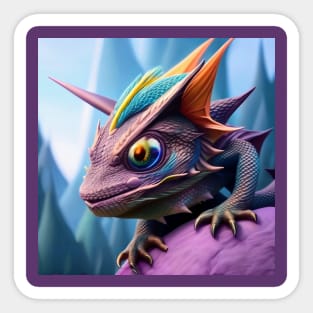 Baby Purple Dragon with Rainbow Fins Sticker